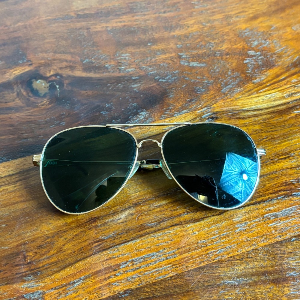 LODI Aviator Sunglasses Gold Tone Green Lens Tortoise Temple 5000770040